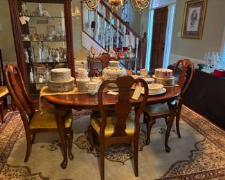 dining room table with matching chairs area rug China Lenox pattern "Citation Lace "