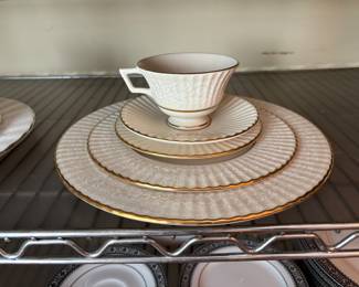 Lenox China "Citation Lace" white or ivory base with a distinctive ribbed texture and 24 -Karat gold trim