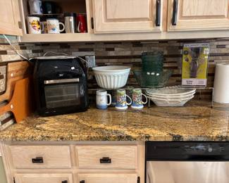 air fryer white bowls cups wooden boards or pizza peels