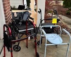 Healthcare rollators, raised seat and wheelchair