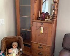 Antique Buggy, Collector Dolls, 1870s Secretary with Curio Cabinet