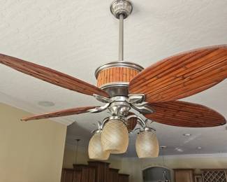 Although not for sale if we get the right price, beautiful ceiling fan very heavy with silver accents of pineapples