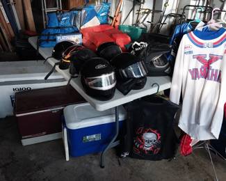 dirt bike riding pants/shirts, helmets, snowmobile bibs, Igloo 7 cooler