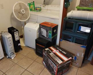 Hisense portable air conditioner, Dyna-Glo garage heater, survival food, space heaters, Edenpure, Frigidaire washer and dryer