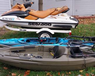 2000 Sea Doo Bombardier GTX jet ski, 10' fishing kayaks