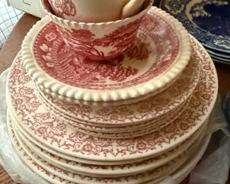 A collection of Spode's Tower pattern red transferware plates and cup/saucer.