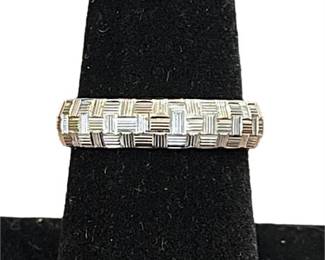 14K White Gold Atasay Kuyumculuk Turkey Size 7.75 Woven Etched Ring Band