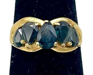 10K Yellow Gold Teal Sapphire Size 5.75 Ring