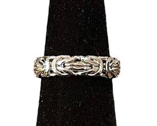 14K White Gold Atasay Kuyumculuk Turkey Byzantine Ring Band