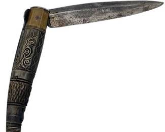 Avigliano Balestra Buffalo Horn Folding Knife w/ Brass Fittings & Steel Blade