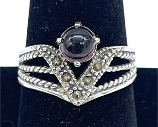 925 Sterling Silver Amethyst Stone Size 9 Ring