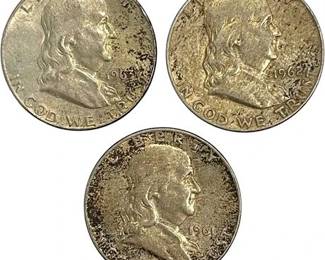 1961-1963 Franklin Half Dollar 90% Silver Coins