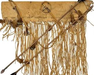 Native American Buck Skin Quiver & (2) Arrows