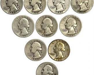 1940-1942 Washington Quarter Dollar 90% Silver Coins