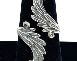 925 Sterling Silver Angel Wings Size 8 Bypass Ring