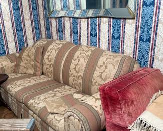 love seat, settee, side chair, velour, refinish, reupholster, project