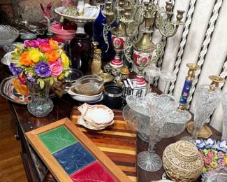 collectibles, dish ware, antiques, candleabra