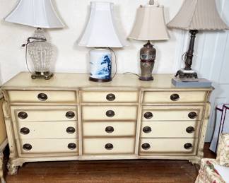 lamps, antiques, chest of drawers