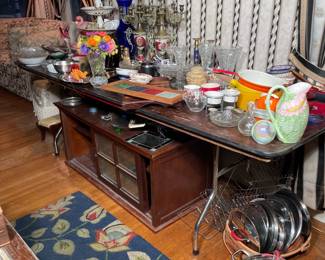 house wares, furniture, rugs, dish ware