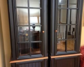 PAIR OF BLACK SHOWCASE CABINETS NICE LIGHTED