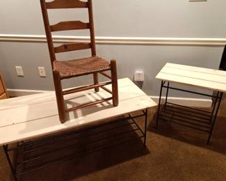 FARMHOUSE COFFEE TABLE & END TABLE W CHAIR