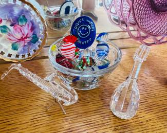 Swarovski figurines, glass candies