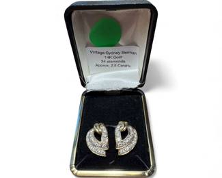 Vintage Sydney Berman 14K gold and diamond earrings