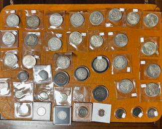 Morgan dollars, half cent, half dimes, 20 cent, 25 cent, 50 cent, etc...