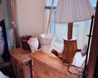 Wicker bedroom furniture, dressers and nightstands