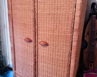 Rattan wicker armoire
