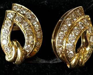 Vintage Sydney Berman 14K gold and diamond ear rings