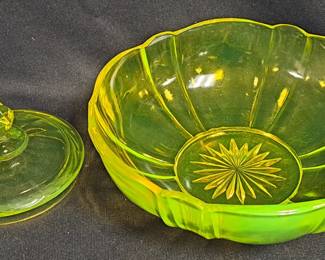 GREEN VASELINE GLASS LOT