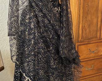 LA designer formal dress and scarf