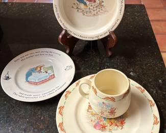 Wedgwood England Peter Rabbit dishes; Royal Doulton England Peter Rabbit dishes