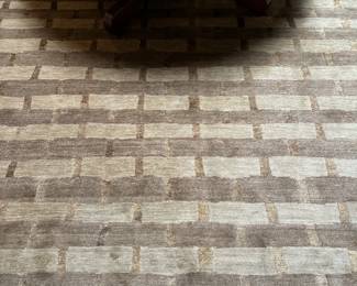 Hand knotted green bamboo wool rug