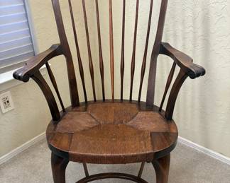 Antique caned seat accent chair