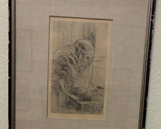 Pierre Bonnard etching "Le graveur", 1930