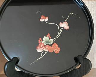 Vintage black lacquerware tray