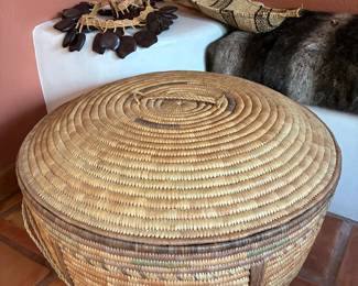Botswana harvest storage basket, Ethiopia Anyouk canoe bread basket, Togo seed belt shaker, Nigerian basket