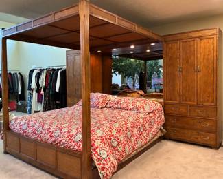 Artefacts by Henredon king size canopy bed with attached dressers; Ralph Lauren king size duvet #2