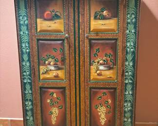 Vintage hand painted folk art armoire