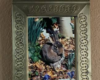 Vintage Mexican punched tin wall framed