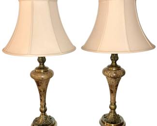 Matching Brass Marble Table Lamps