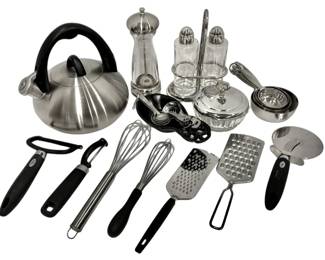 Kitchen Goods Tea Kettle, Measuring Cups, Utensils,  More