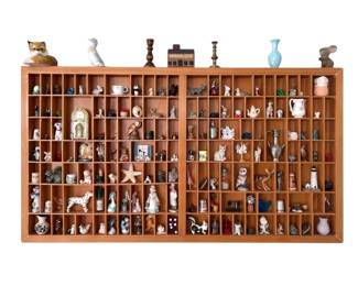 Vintage Printers Tray Display Shelf with 100 Trinkets