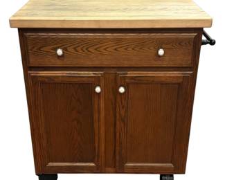 KraftMaid Cabinetry Rolling Kitchen Island, Butcher Block Top