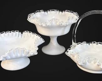 Fenton Silver Crest Candy Dishes Ruffled Basket
