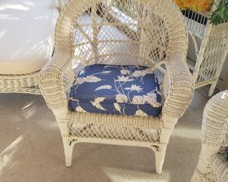 Wicker chair and loveseat