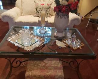 Glass and iron coffee table