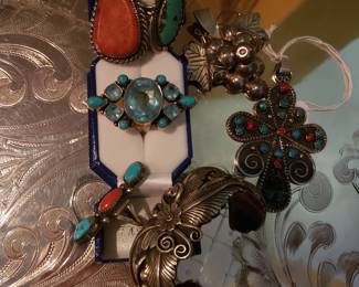 Sterling , turquoise & costume jewelry